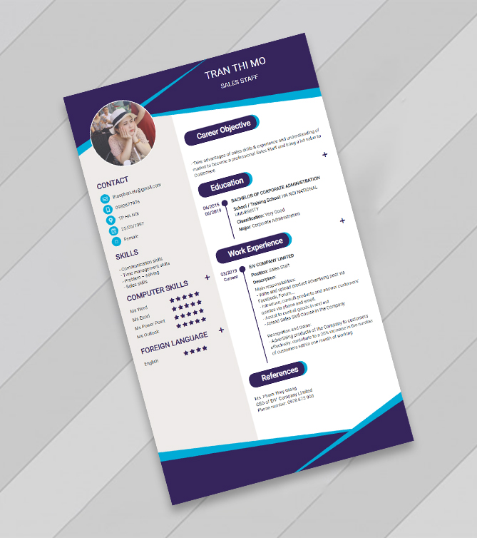 Mẫu CV tiếng Anh - Mẫu CV xin việc tinh tế - CV.timviec.com.vn