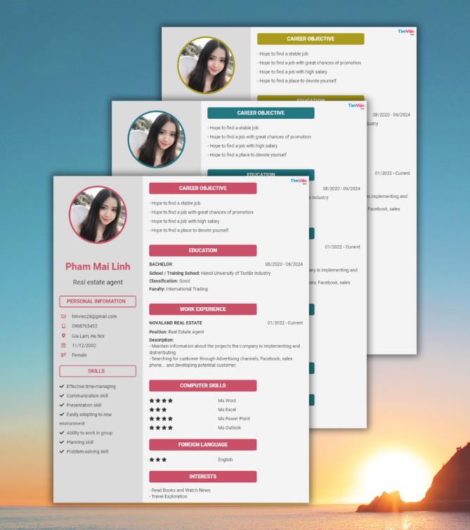 Mẫu CV tiếng Anh - Mẫu CV xin việc ngành Bất động sản - CV.timviec.com.vn