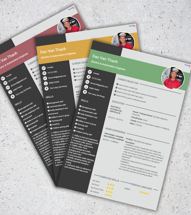 Mẫu CV tiếng Anh - Mẫu CV xin việc ngành Kỹ thuật - CV.timviec.com.vn
