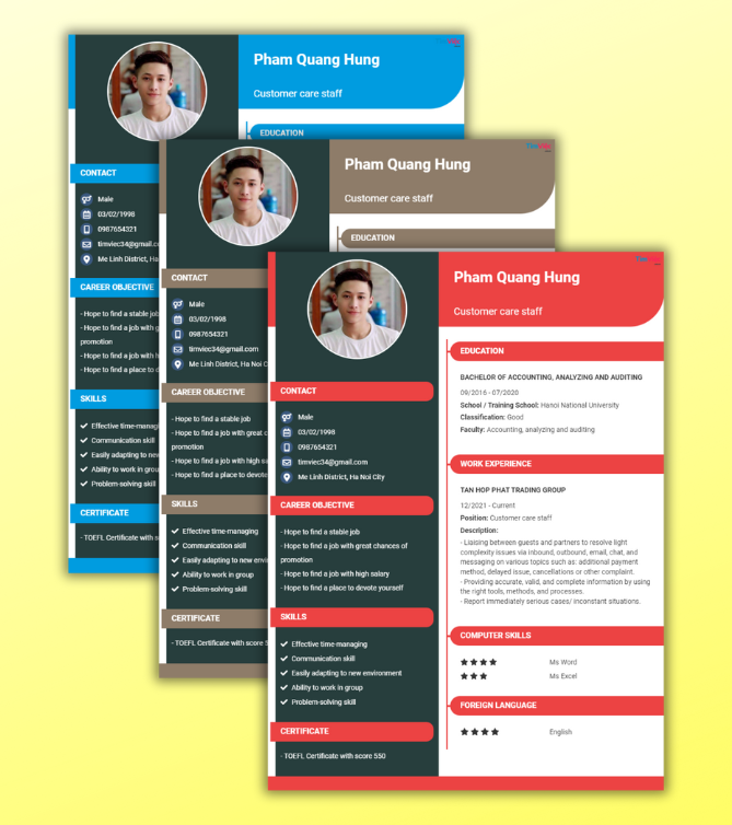 Mẫu CV tiếng Anh - Mẫu CV Chăm sóc khách hàng - CV.timviec.com.vn