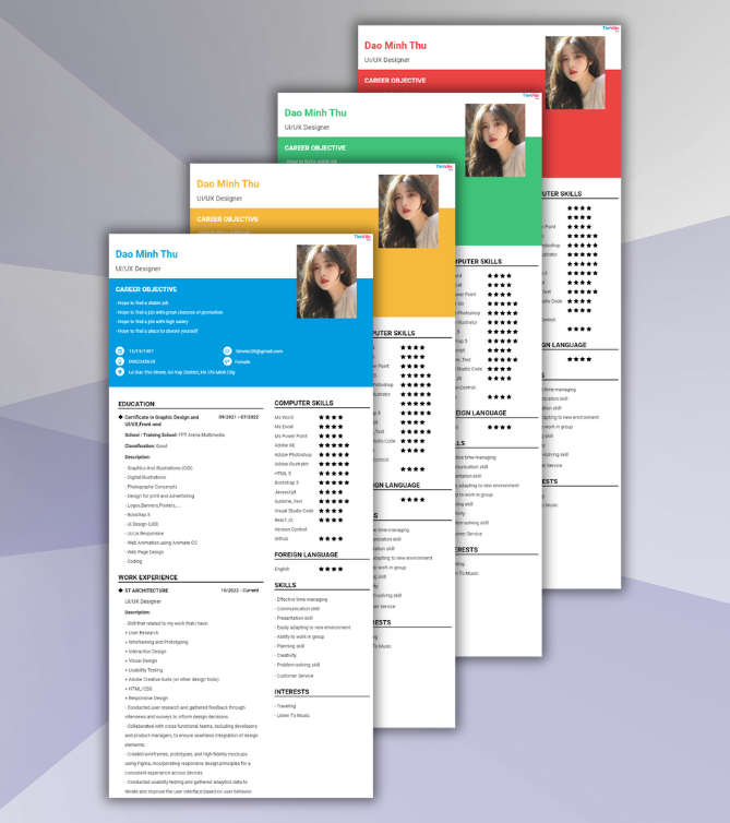 Mẫu CV tiếng Anh - Mẫu CV xin việc Thiết Kế Đồ Họa - CV.timviec.com.vn