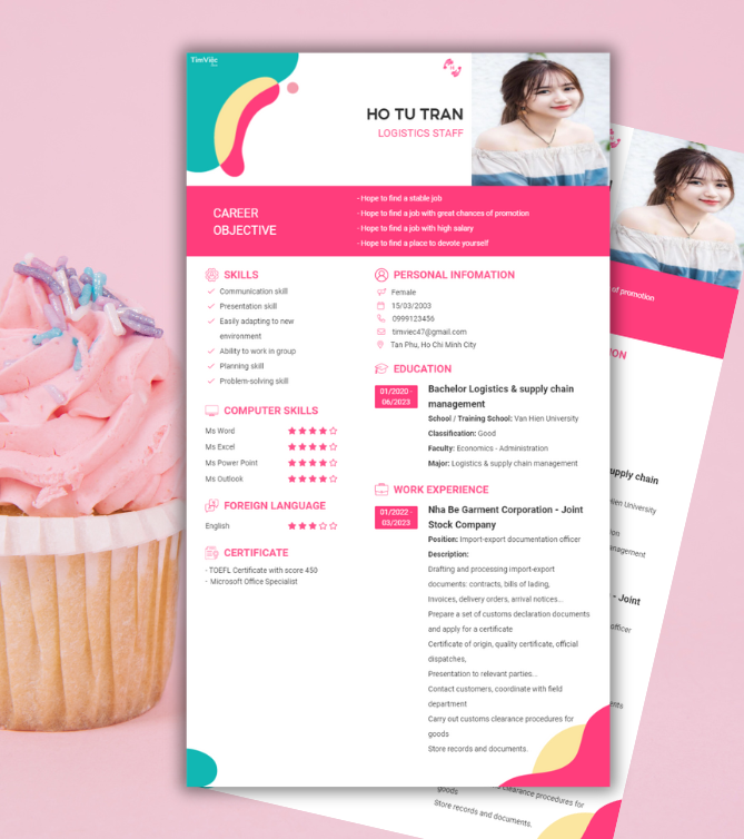 Mẫu CV tiếng Anh - Mẫu CV cung Song Ngư - CV.timviec.com.vn