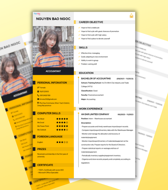 Mẫu CV tiếng Anh - Mẫu CV cung Cự giải - CV.timviec.com.vn
