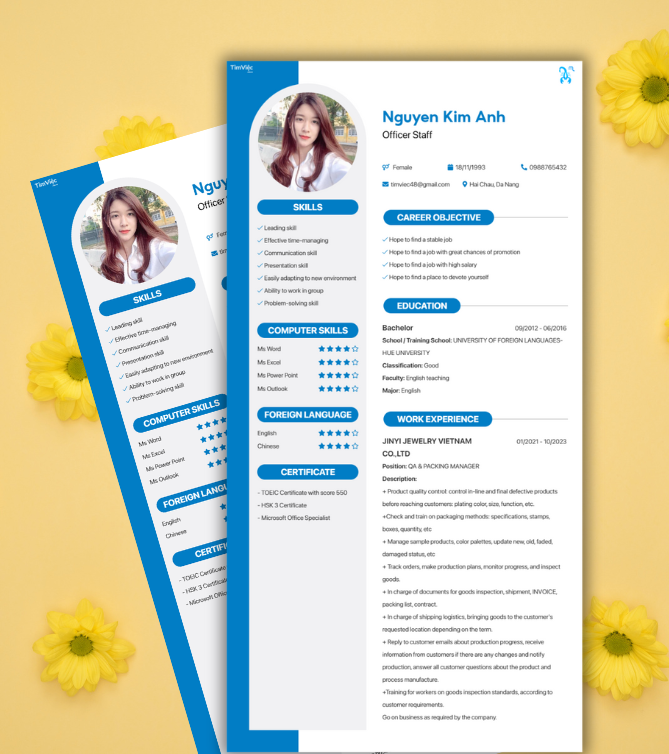 Mẫu CV tiếng Anh - Mẫu CV cung Bọ Cạp - CV.timviec.com.vn