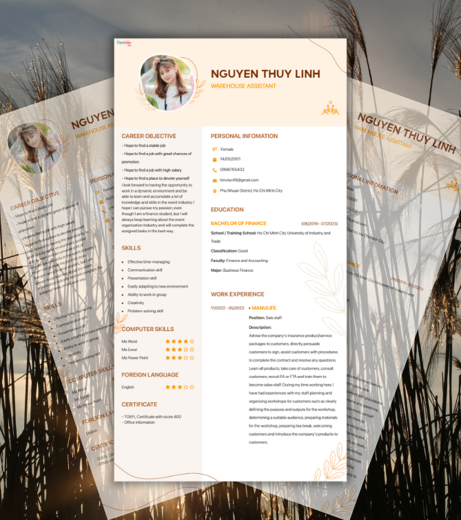 Mẫu CV tiếng Anh - Mẫu CV cung Song Tử - CV.timviec.com.vn