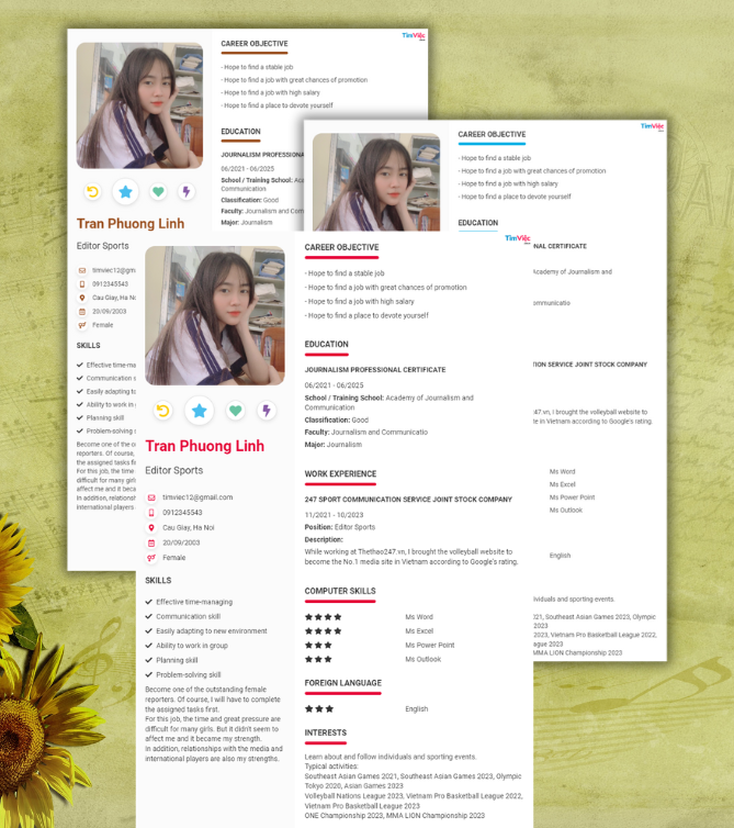 Mẫu CV tiếng Anh - Mẫu CV Biên Tập Viên - CV.timviec.com.vn