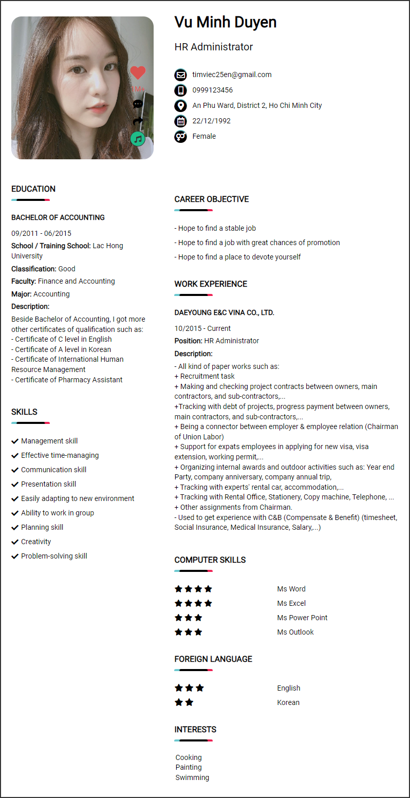 CV mẫu 25