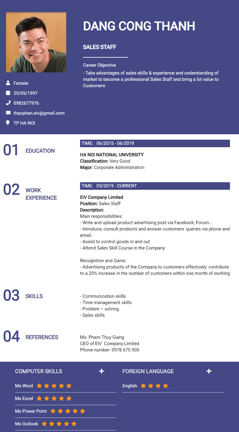 CV mẫu 3