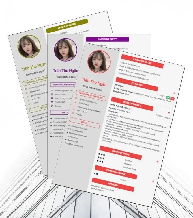 Mẫu CV xin việc ngành Bất động sản