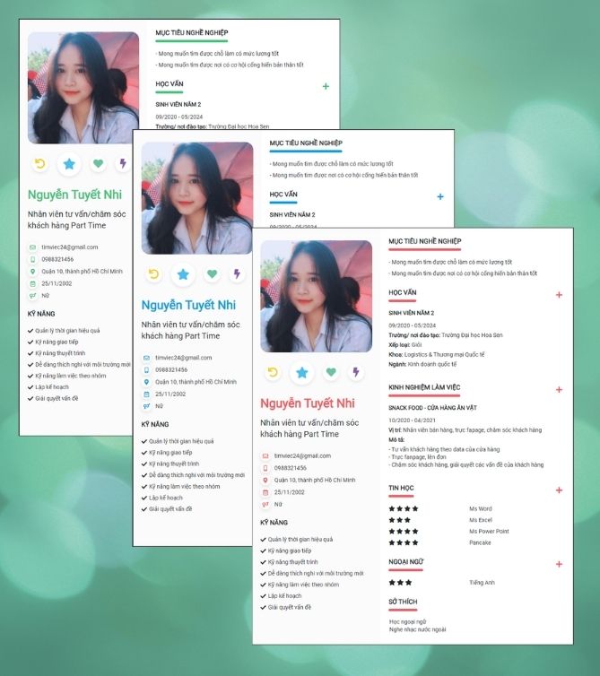 Mẫu CV xin việc Part Time
