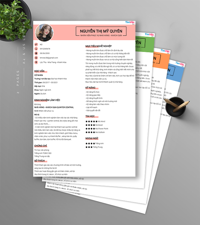Mẫu CV Nhà hàng Khách sạn