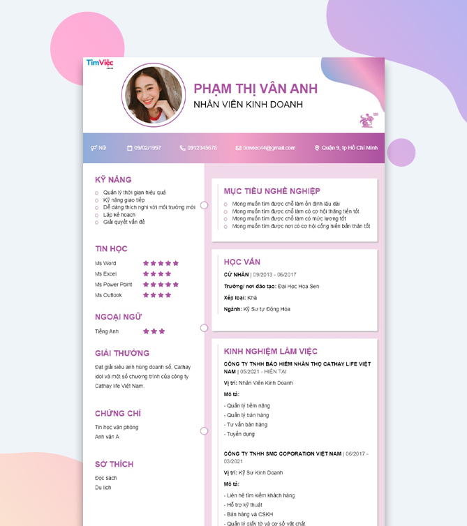 Mẫu CV cung Bảo bình