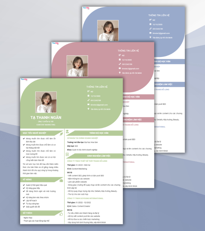 Mẫu CV Nhân Viên Content Marketing