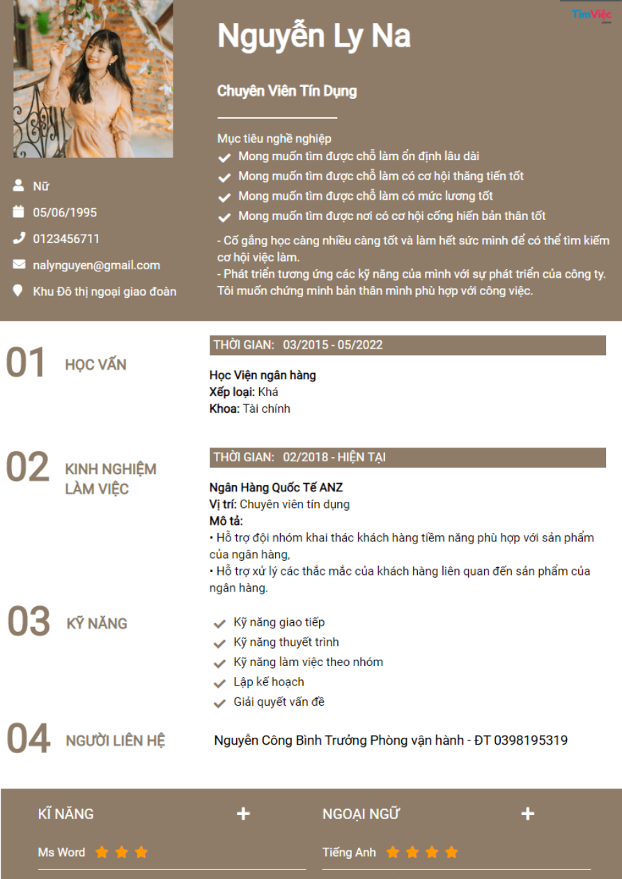 Mẫu CV xin việc thanh lịch