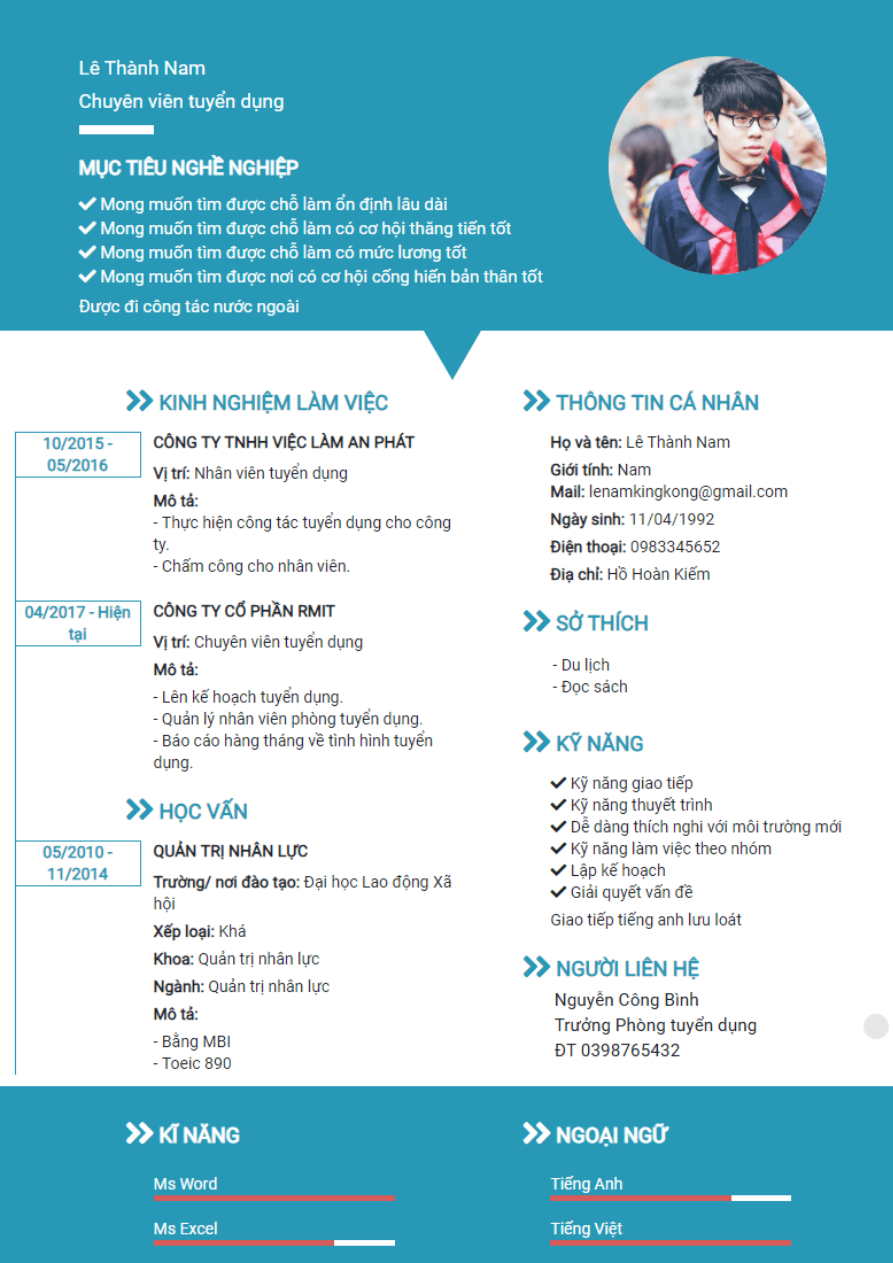 Mẫu CV xin việc hợp mệnh