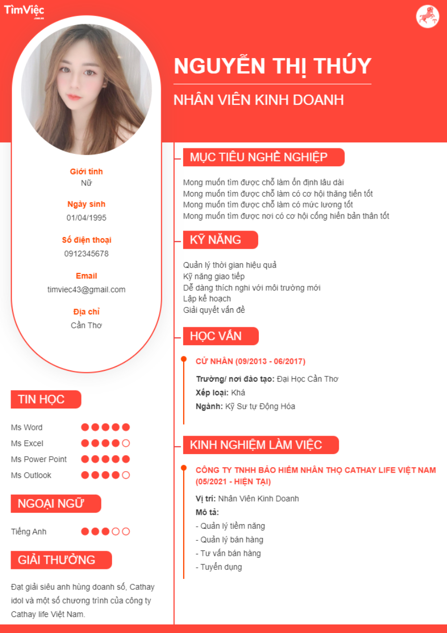 Mẫu CV cung Bạch dương