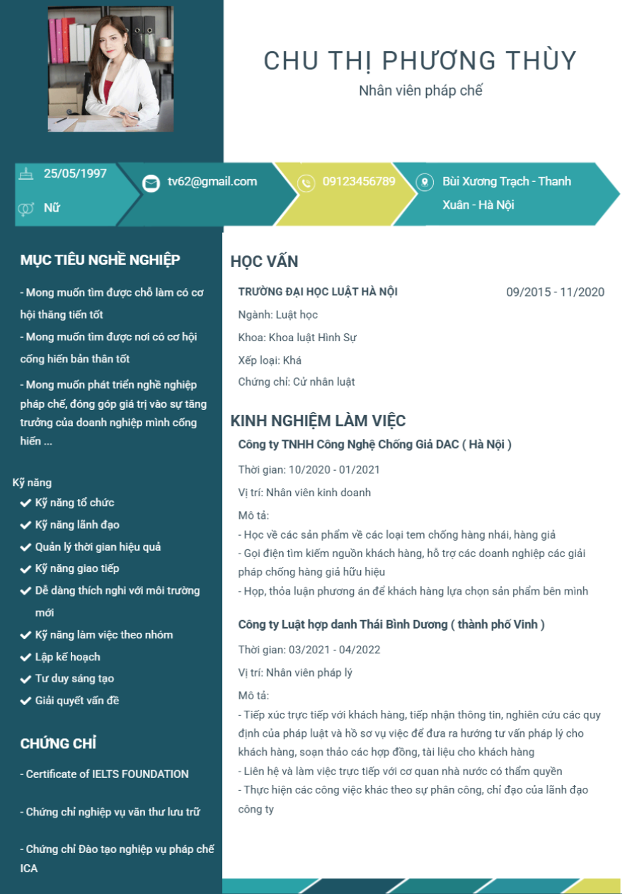 Mẫu CV ngành Luật