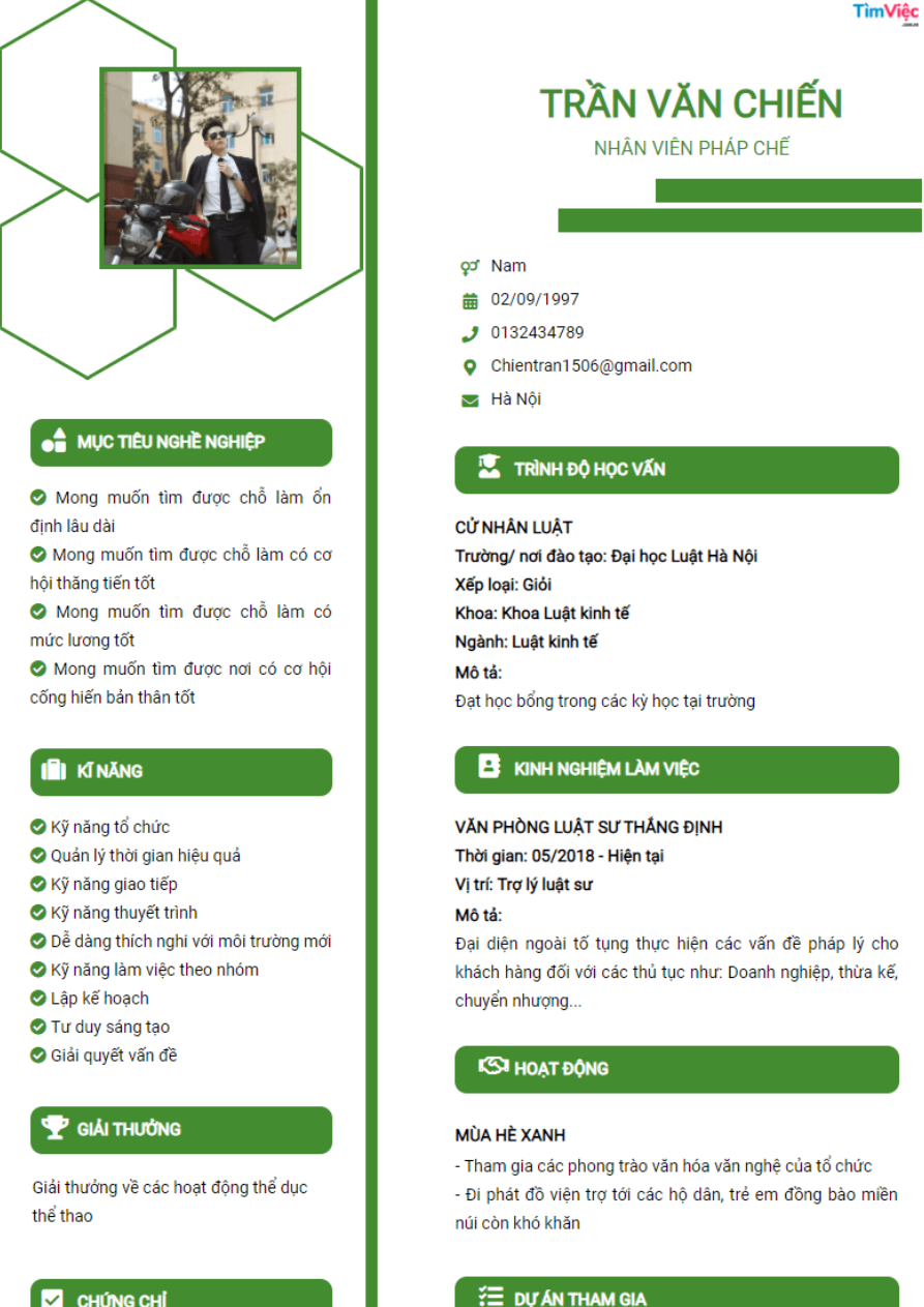 Mẫu CV xin việc truyền thống