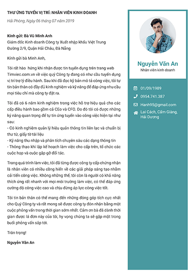 Mẫu thư xin việc hiện đại