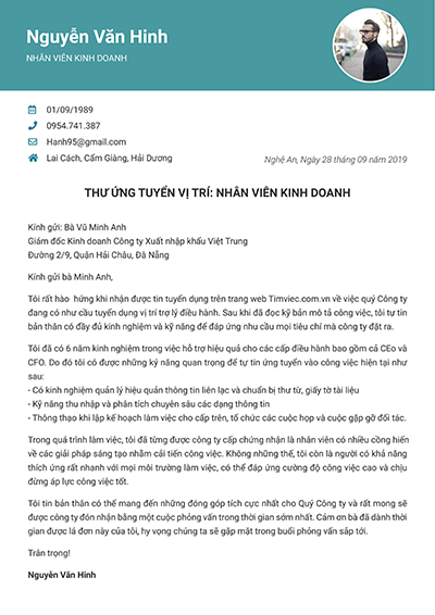 Mẫu thư xin việc chuyên nghiệp