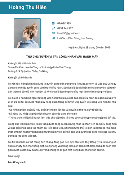 Mẫu thư xin việc dòng thời gian